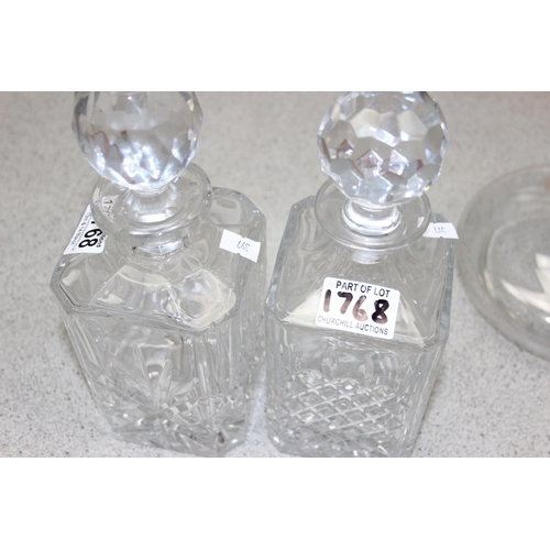 1768 - Pair of Edinburgh cut crystal decanters and a vintage ships decanter