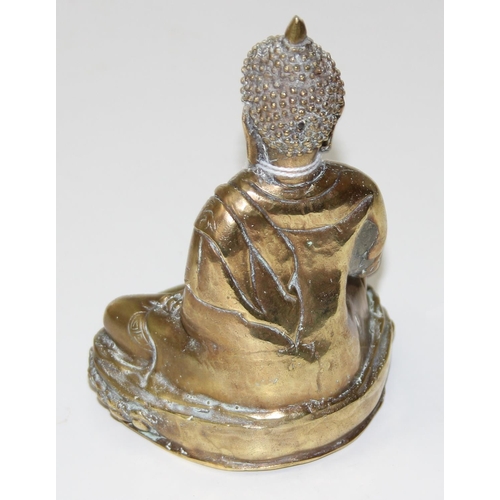 1771 - Vintage brass seated Buddha, 2 African carved items & a Japanese Noritake serving plate