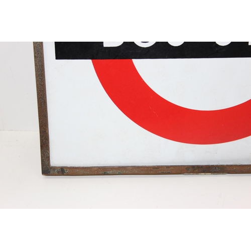 350A - A mid 20th century double sided London Transport enamel Bus Stop sign in original metal frame, beari... 