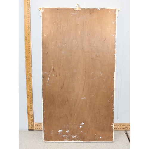 373 - A vintage white painted pier mirror with reverse painted glass panel, approx 65cm x 35cm