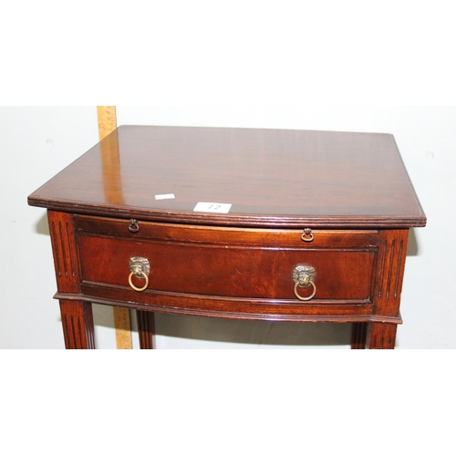 72 - Georgian style mahogany side table with single draw and sliding extra leaf, approx 45 wide