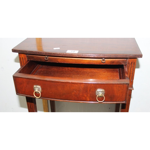 72 - Georgian style mahogany side table with single draw and sliding extra leaf, approx 45 wide