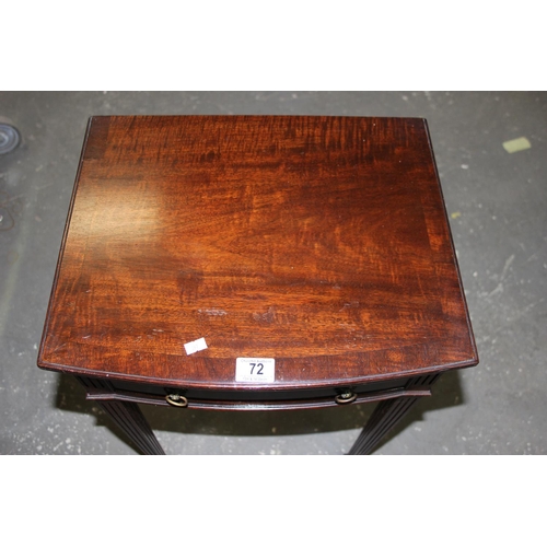 72 - Georgian style mahogany side table with single draw and sliding extra leaf, approx 45 wide