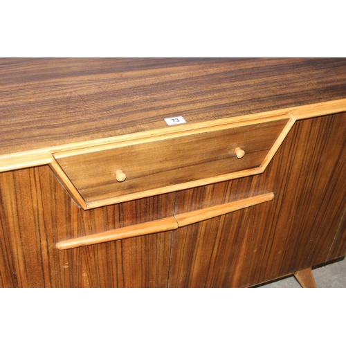 73 - Mid century retro teak effect sideboard in the manner of Vesper, 127cm wide.