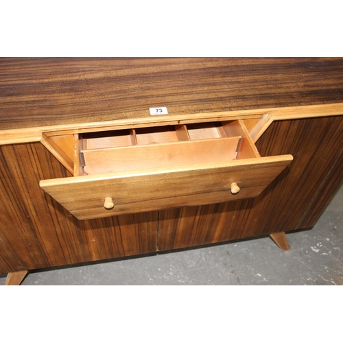 73 - Mid century retro teak effect sideboard in the manner of Vesper, 127cm wide.