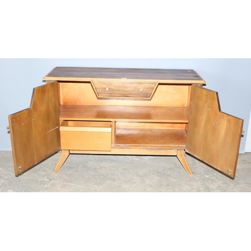 73 - Mid century retro teak effect sideboard in the manner of Vesper, 127cm wide.