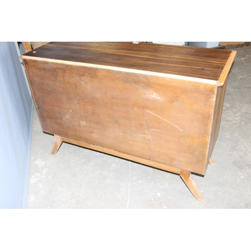 73 - Mid century retro teak effect sideboard in the manner of Vesper, 127cm wide.