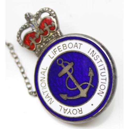 1041 - A silver and enamel RNLI pin badge