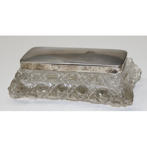 1047 - 3 antique glass & silver topped items to include a Chester 1906 dressing table tidy