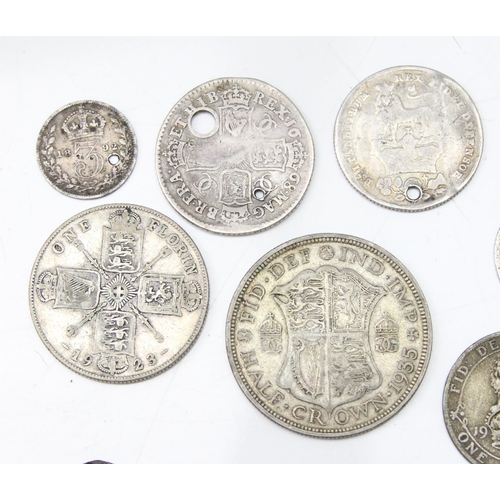 1200 - Qty of assorted silver coins, all Charles II to Queen Victoria, approx 28.55g gross, qty of British ... 