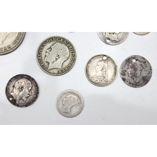 1200 - Qty of assorted silver coins, all Charles II to Queen Victoria, approx 28.55g gross, qty of British ... 