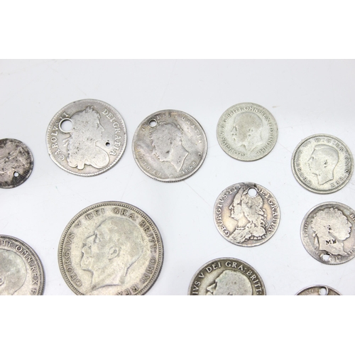 1200 - Qty of assorted silver coins, all Charles II to Queen Victoria, approx 28.55g gross, qty of British ... 