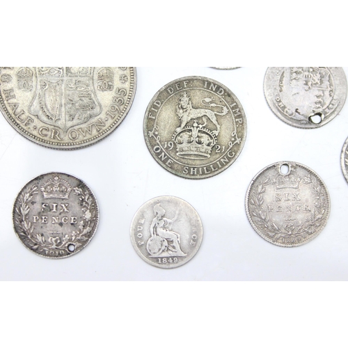 1200 - Qty of assorted silver coins, all Charles II to Queen Victoria, approx 28.55g gross, qty of British ... 