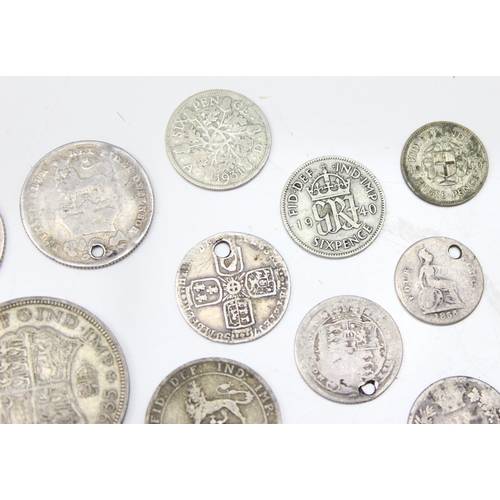 1200 - Qty of assorted silver coins, all Charles II to Queen Victoria, approx 28.55g gross, qty of British ... 