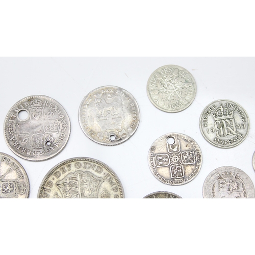 1200 - Qty of assorted silver coins, all Charles II to Queen Victoria, approx 28.55g gross, qty of British ... 