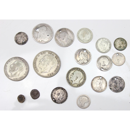 1200 - Qty of assorted silver coins, all Charles II to Queen Victoria, approx 28.55g gross, qty of British ... 