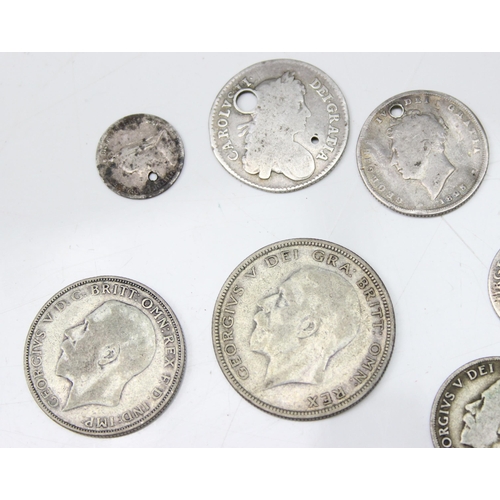 1200 - Qty of assorted silver coins, all Charles II to Queen Victoria, approx 28.55g gross, qty of British ... 