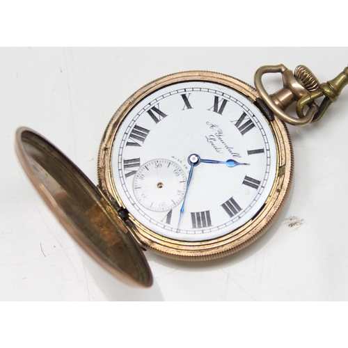 1328 - An early 20th century gold plated full hunter pocket watch by A. Yewdall of Leeds with a woven hair ... 