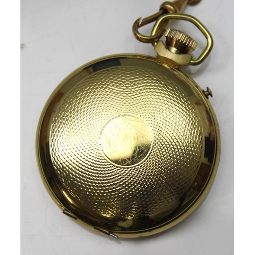 1329 - A gold plated Ingersoll pocket watch with gold plated chain and a gold plated Smith's pocket watch a... 