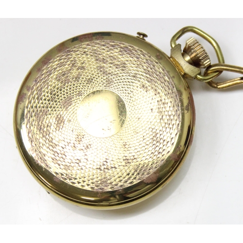 1329 - A gold plated Ingersoll pocket watch with gold plated chain and a gold plated Smith's pocket watch a... 