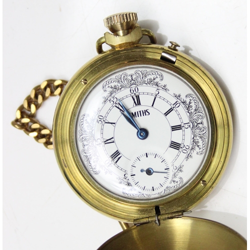 1329 - A gold plated Ingersoll pocket watch with gold plated chain and a gold plated Smith's pocket watch a... 