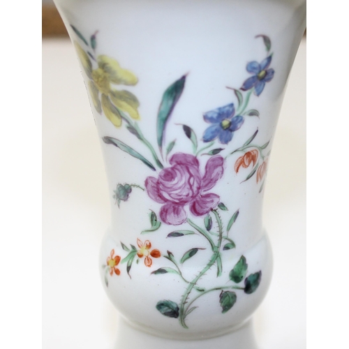 1639 - A rare early porcelain vase of Gu shape decorated with floral vignettes, likely 18th century and bel... 