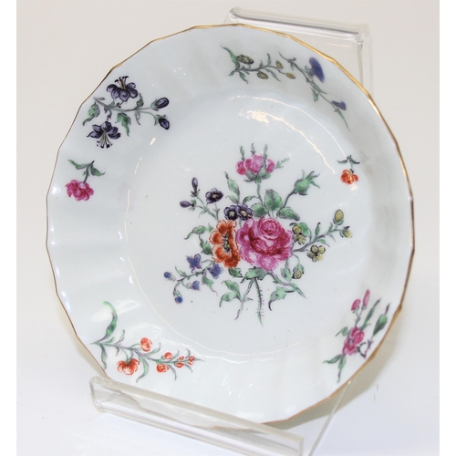 1641 - A rare 18th century Dr Wall period Worcester tea bowl and saucer decorated with floral sprigs, squar... 