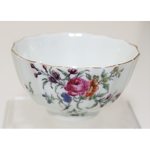 1641 - A rare 18th century Dr Wall period Worcester tea bowl and saucer decorated with floral sprigs, squar... 