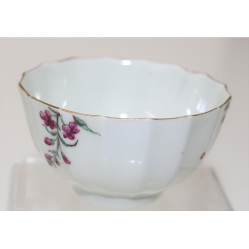 1641 - A rare 18th century Dr Wall period Worcester tea bowl and saucer decorated with floral sprigs, squar... 