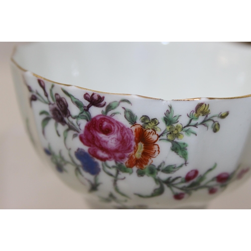 1641 - A rare 18th century Dr Wall period Worcester tea bowl and saucer decorated with floral sprigs, squar... 