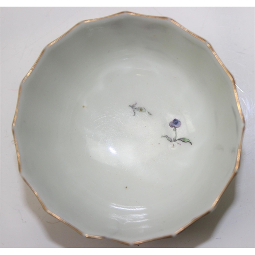 1641 - A rare 18th century Dr Wall period Worcester tea bowl and saucer decorated with floral sprigs, squar... 