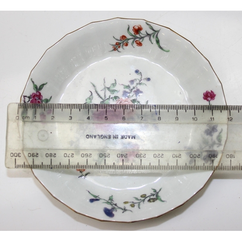 1641 - A rare 18th century Dr Wall period Worcester tea bowl and saucer decorated with floral sprigs, squar... 