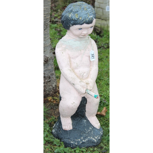 321 - Painted concrete garden statue of a cheeky boy