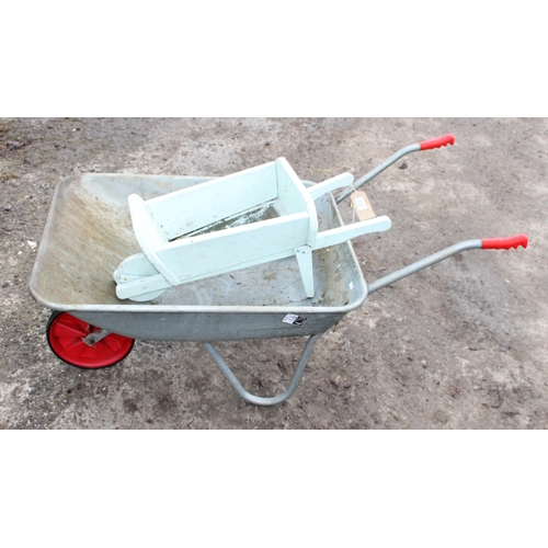 332 - 2 wheelbarrows, one a wooden planter