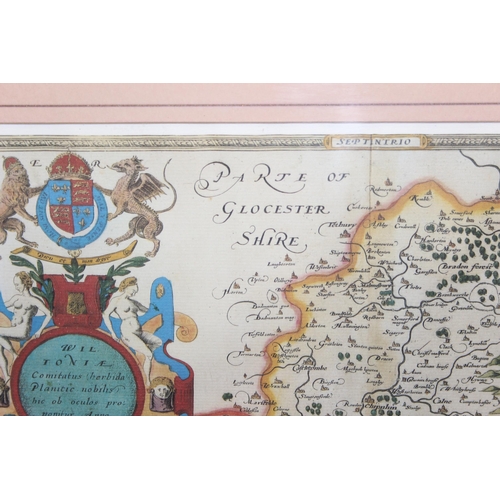 384 - Limited edition print of Saxtons map of Wiltshire and another limited edition print map of New Zeala... 