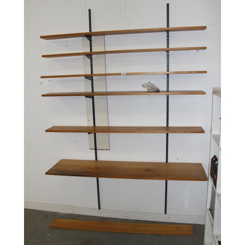 2 - A set of retro modular wall shelves, each shelf approx 153cm wide, distinctive brackets