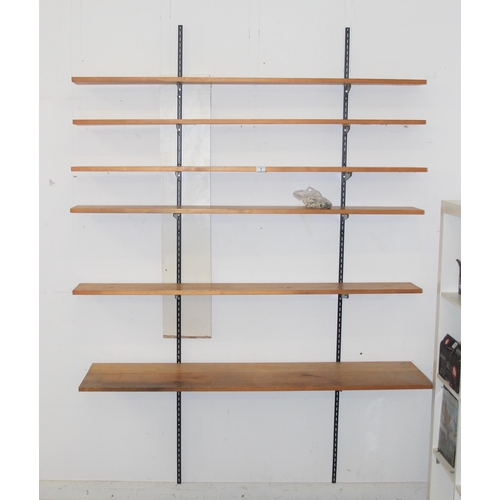 2 - A set of retro modular wall shelves, each shelf approx 153cm wide, distinctive brackets