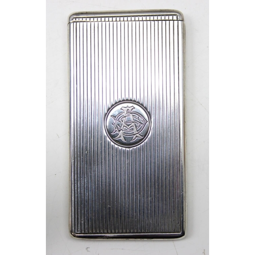 1003 - Antique silver card case with pinstripe decoration and sprung hinge, Chester 1908 by Sampson Mordan ... 