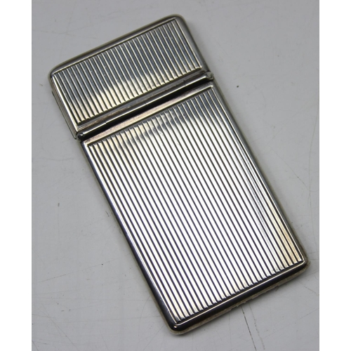 1003 - Antique silver card case with pinstripe decoration and sprung hinge, Chester 1908 by Sampson Mordan ... 