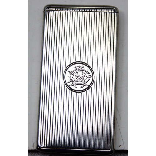 1003 - Antique silver card case with pinstripe decoration and sprung hinge, Chester 1908 by Sampson Mordan ... 