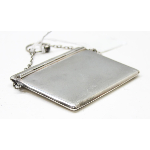 1005 - An Edwardian silver card case with suspension chain and sprung hinge, Birmingham 1908 by Henry Matth... 