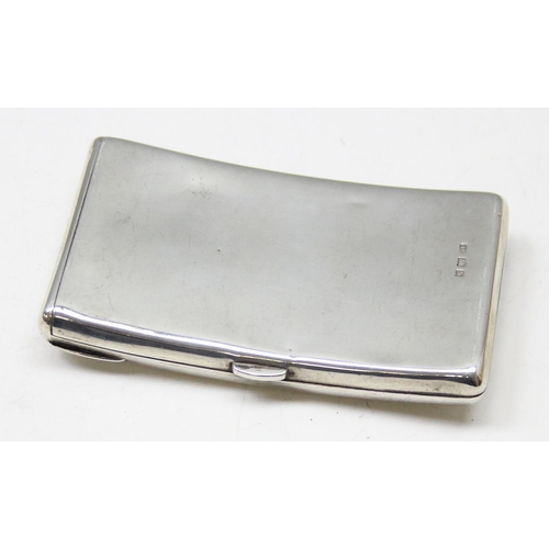 1006 - An antique silver card case of slightly curved form with leather lined interior, Birmingham 1901 by ... 