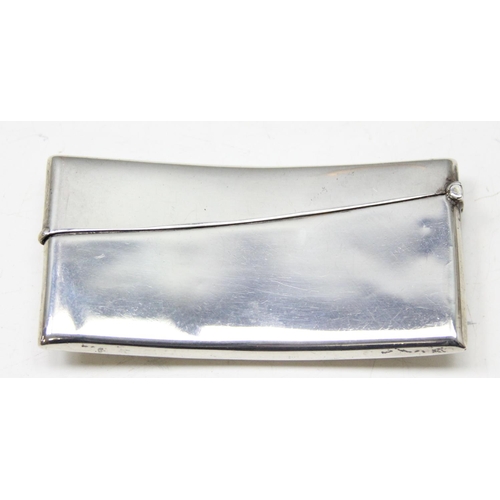 1008 - An antique plain silver card case of slightly curved form, Birmingham 1912 makers mark rubbed, appro... 