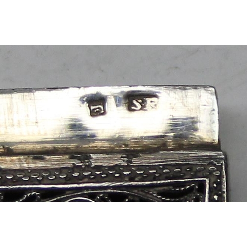 1009 - An antique silver filigree card case, likely late 19th century, bearing indistinct marks but XRF tes... 