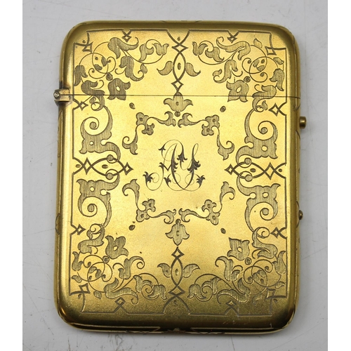 1010 - 2 high quality antique card cases, one with thick gold plated finish the other silver plate, both wi... 