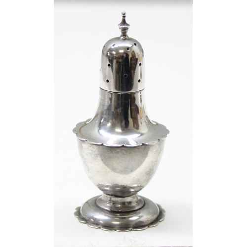 1014 - A silver pepper grinder, London 1898 by Hukin & Heath, 2 silver pepper pots, and a silver card case ... 