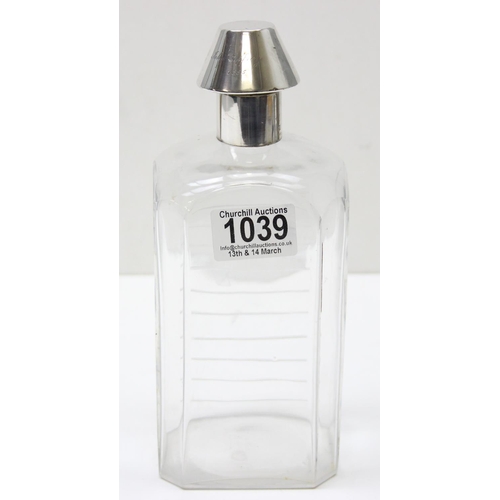 1039 - An interesting 19th century silver and cut glass novelty decanter formed as a medicine bottle, marks... 