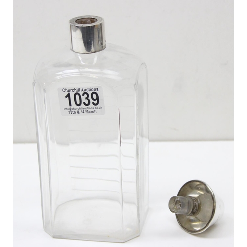 1039 - An interesting 19th century silver and cut glass novelty decanter formed as a medicine bottle, marks... 