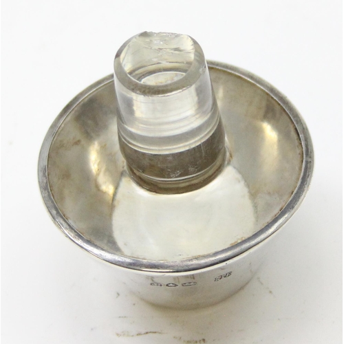 1039 - An interesting 19th century silver and cut glass novelty decanter formed as a medicine bottle, marks... 