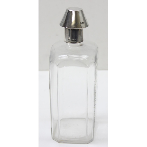 1039 - An interesting 19th century silver and cut glass novelty decanter formed as a medicine bottle, marks... 